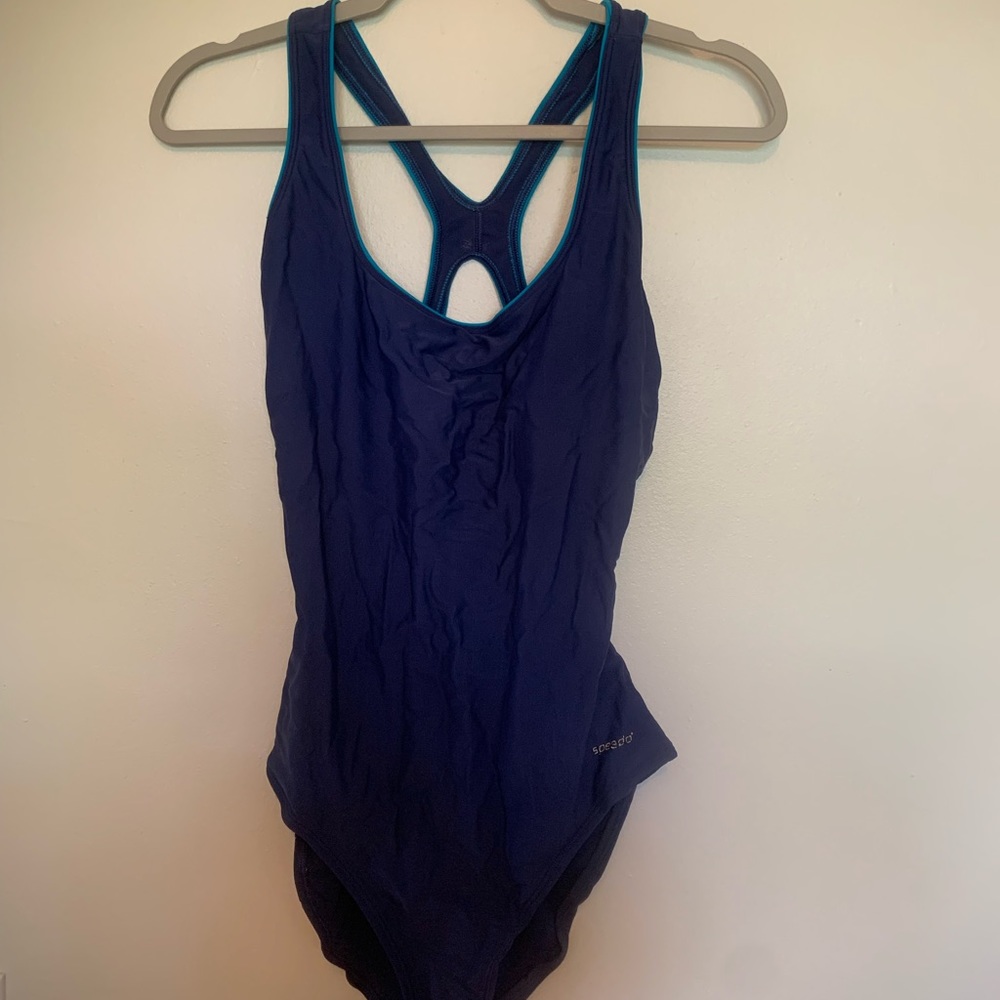 Speedo swimsuit one piece blue turquoise size 12